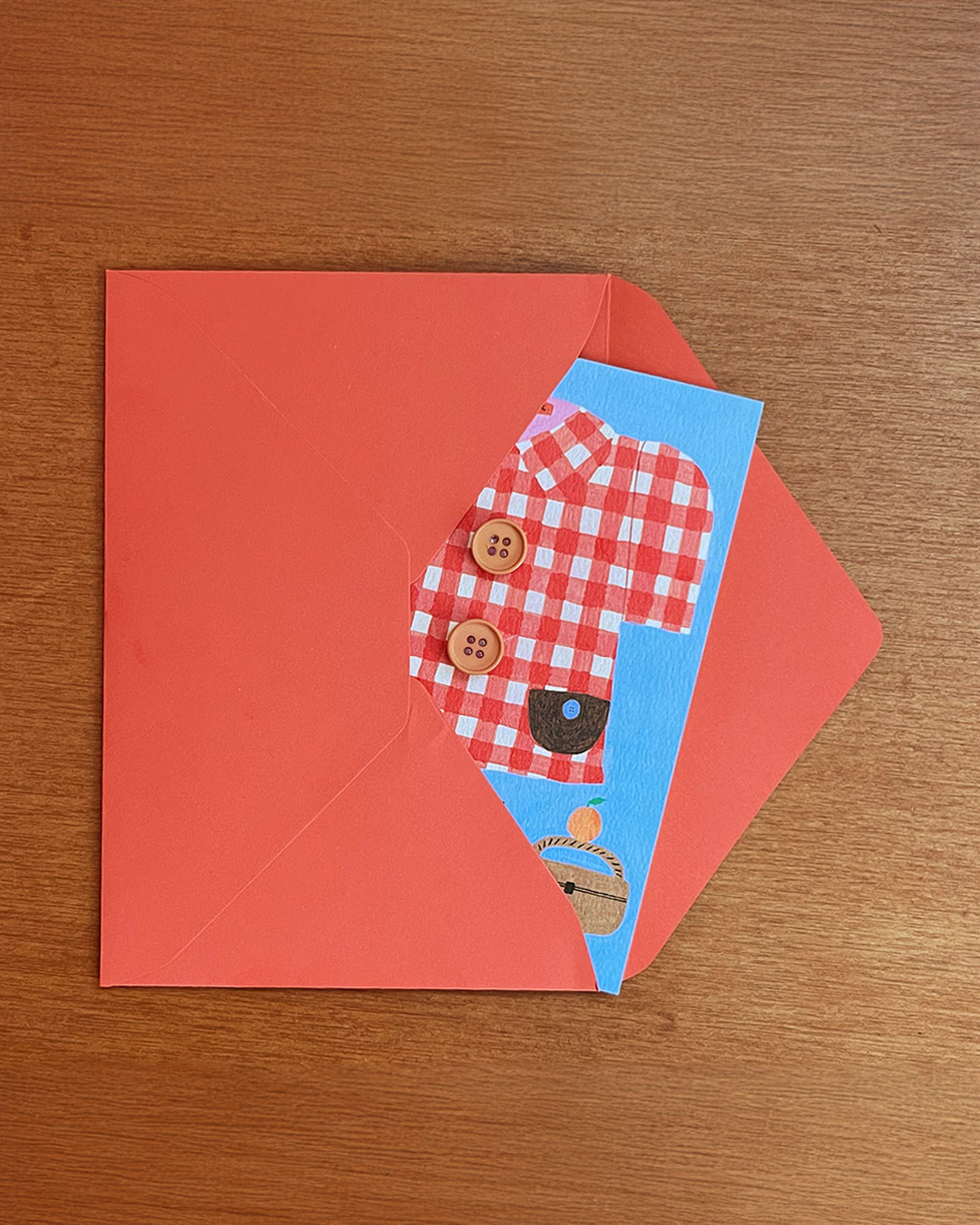 Folding Card <A letter from> Button Card - Dress