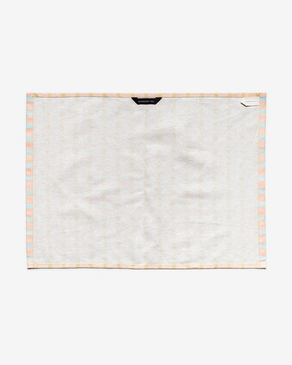 Linen-Cotton Kitchen Cloth <Warmgrey Tail> Orange on Pink