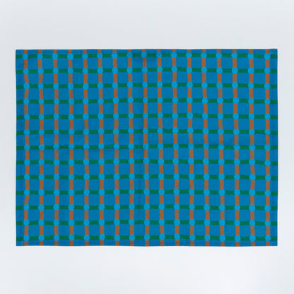 Linen-Cotton Kitchen Cloth <Warmgrey Tail> Blue on Blue
