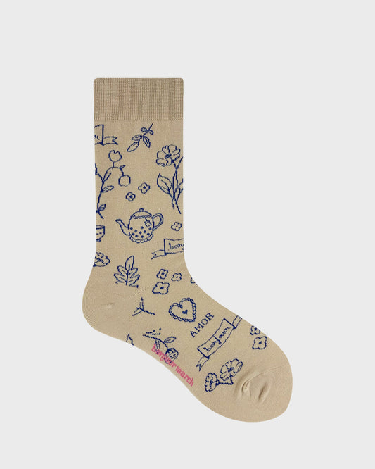 Designer Women's Socks<BonjourMarch> Embroidery