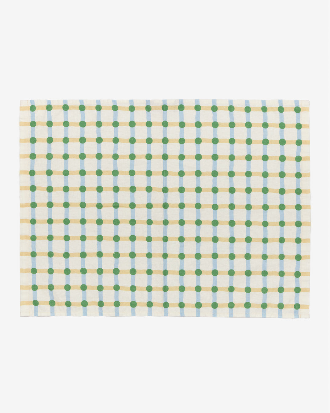 Linen-Cotton Kitchen Cloth <Warmgrey Tail> Green on Beige