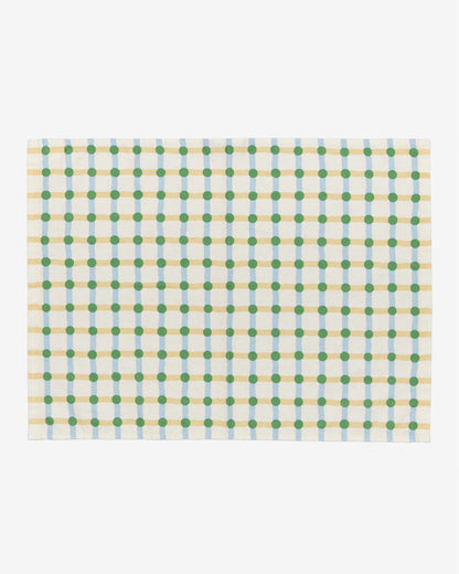 Linen-Cotton Kitchen Cloth <Warmgrey Tail> Green on Beige